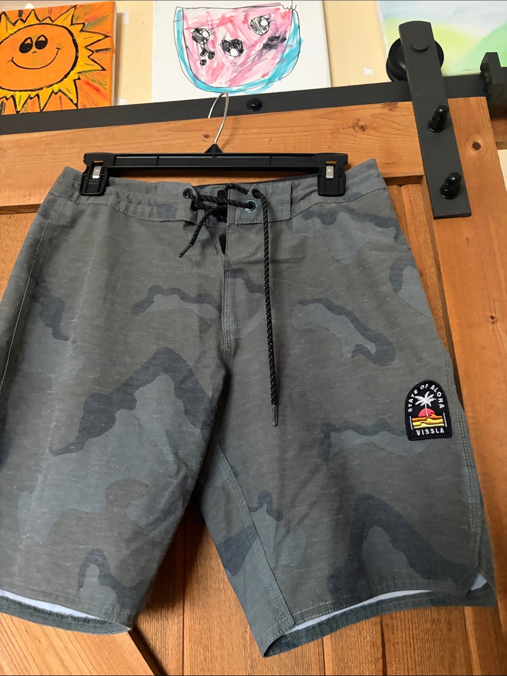 VISSLA Gray Camo Men’s Swim Board Shorts